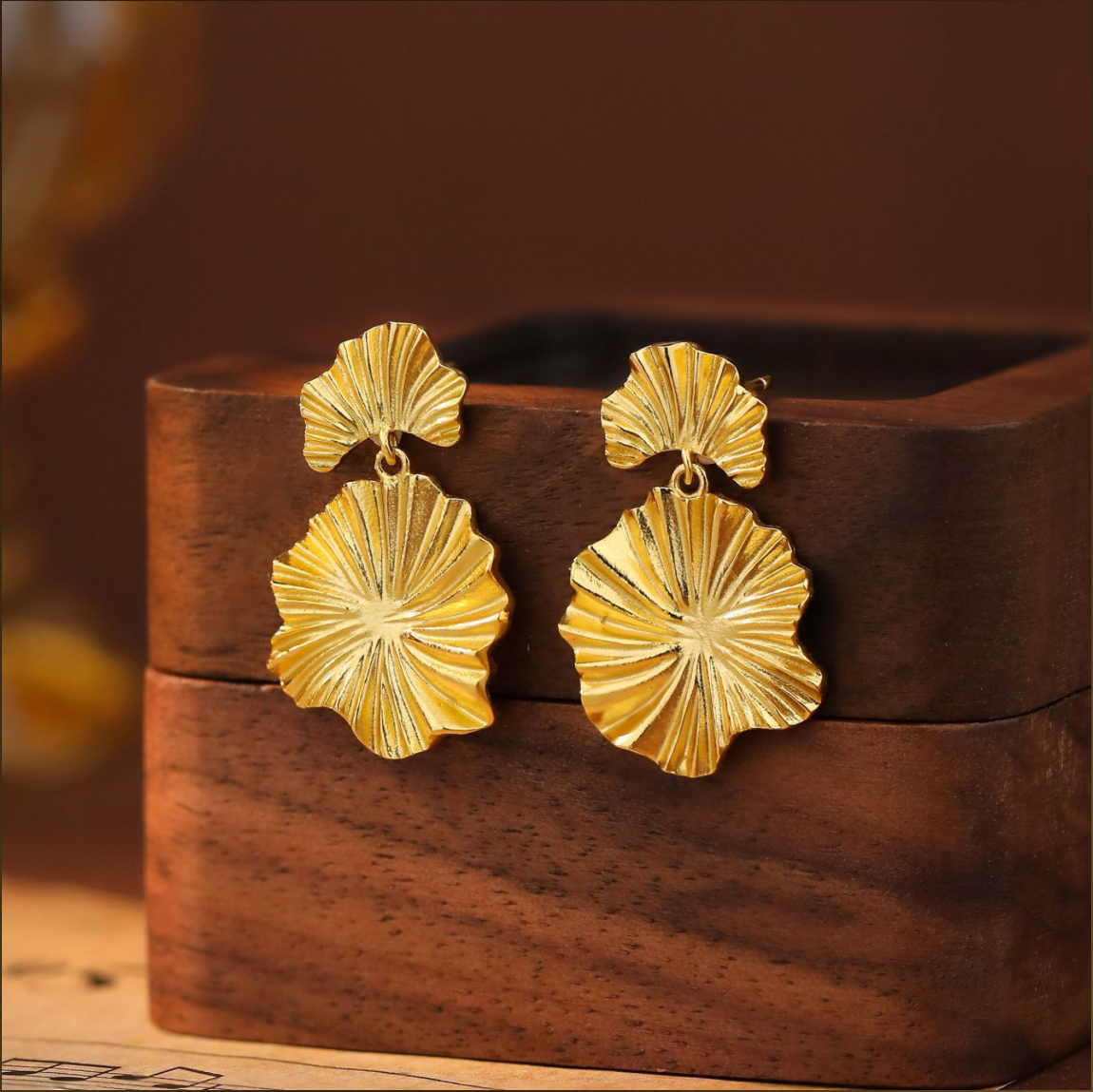 The 'Catherine' Lotus Leaf Earrings